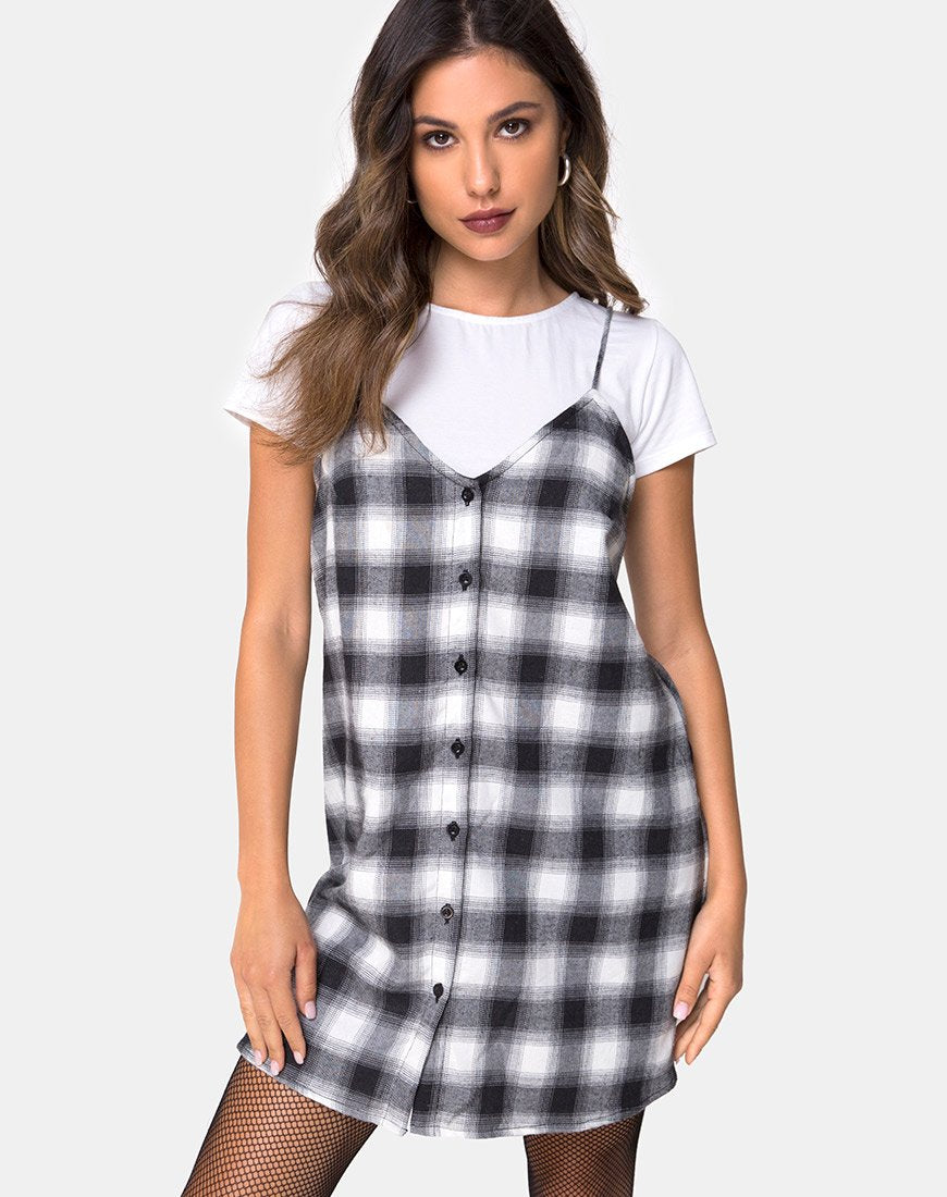 Image of Sanna Kleid aus kariertem Schwarz und Weiß