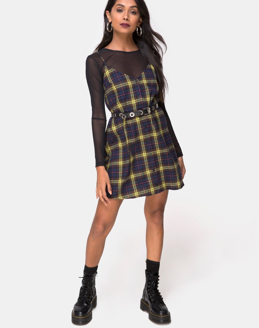 Image of Sanna Slip Dress in Karo Braun Gelb