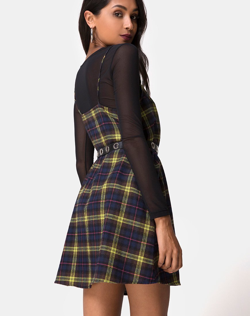 Sanna Slip Dress aus kariertem braun-gelbem Karo