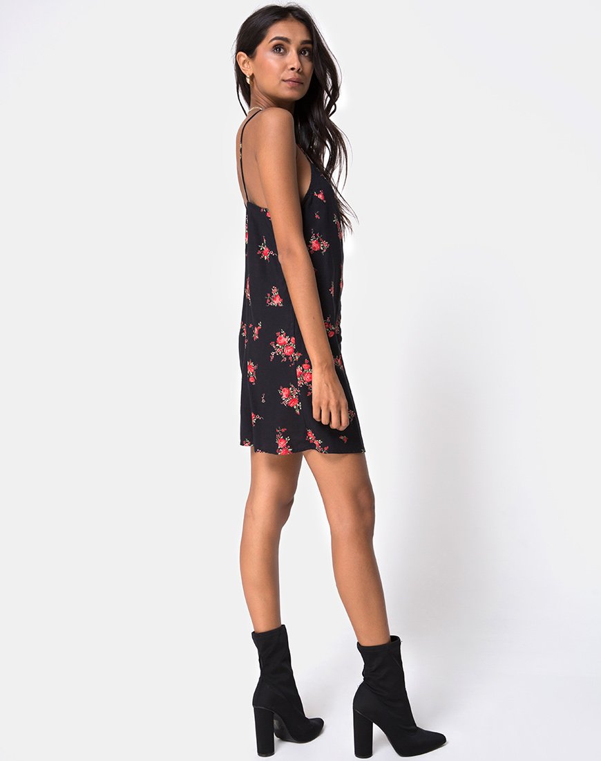 Image of Sanna Slip Dress in Soi Rose Schwarz und Rot