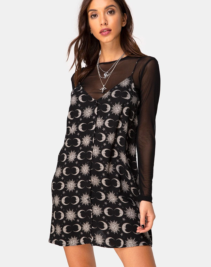Sanna Slip Dress in Moonlight Schwarz
