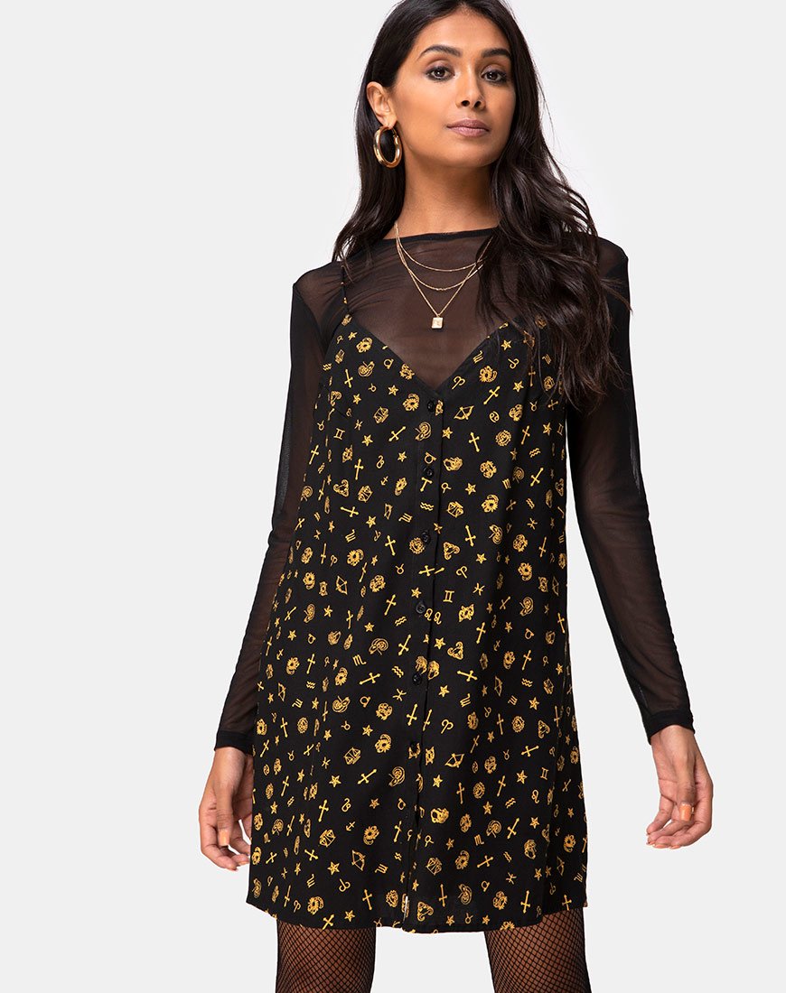 Sanna Slip Dress in Mini Astro Schwarz