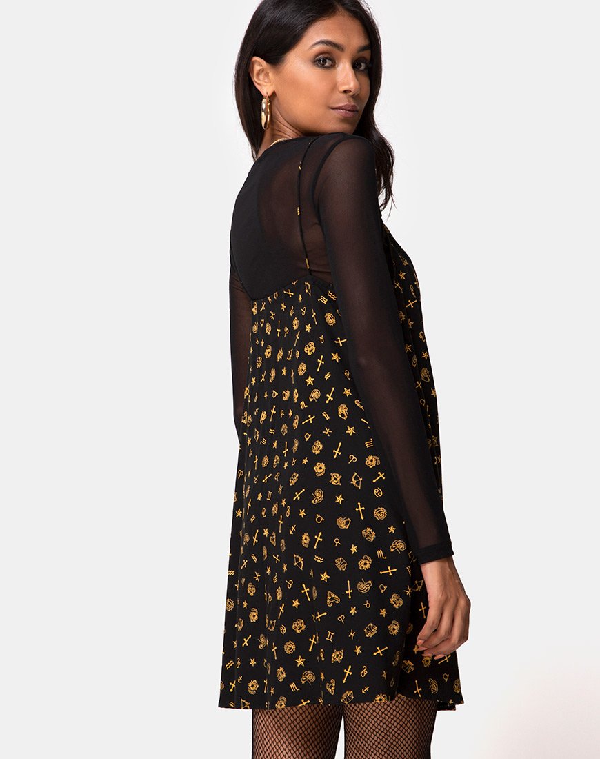 Sanna Slip Dress in Mini Astro Schwarz