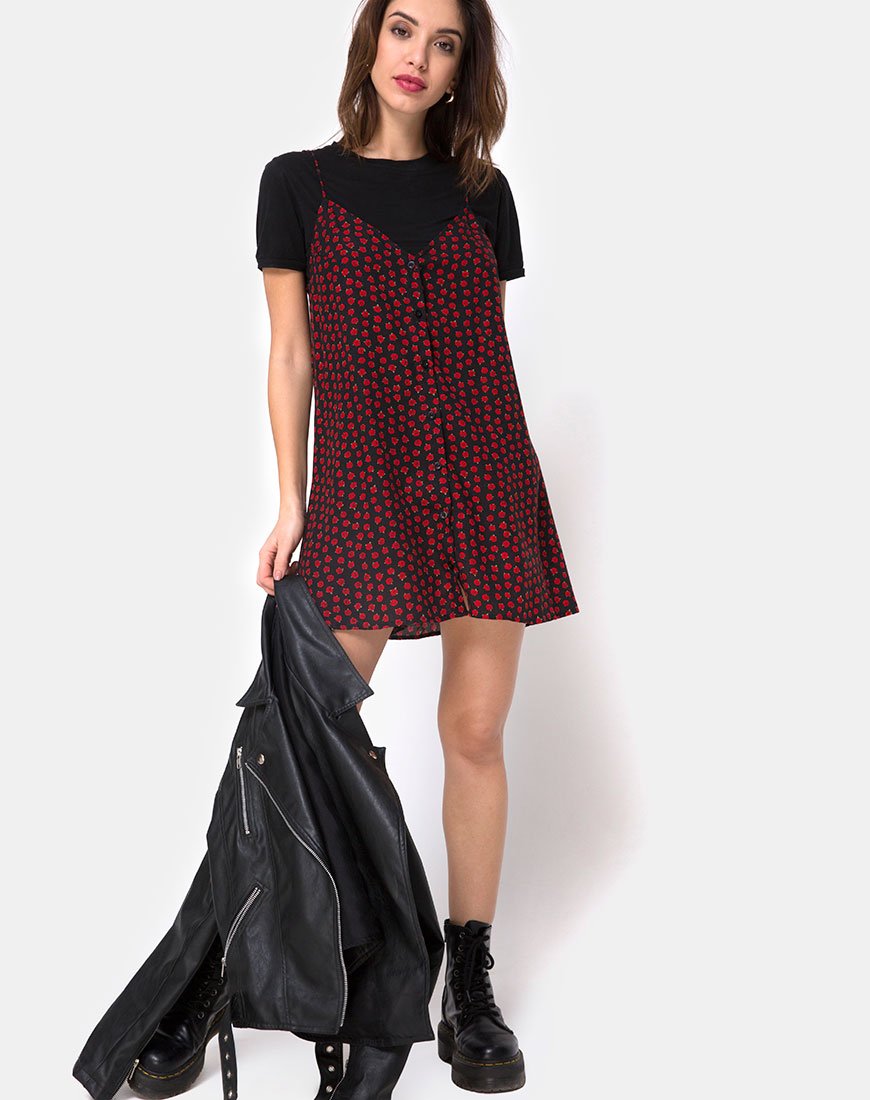Image of Sanna Slip Dress in Dotty Rose Schwarz