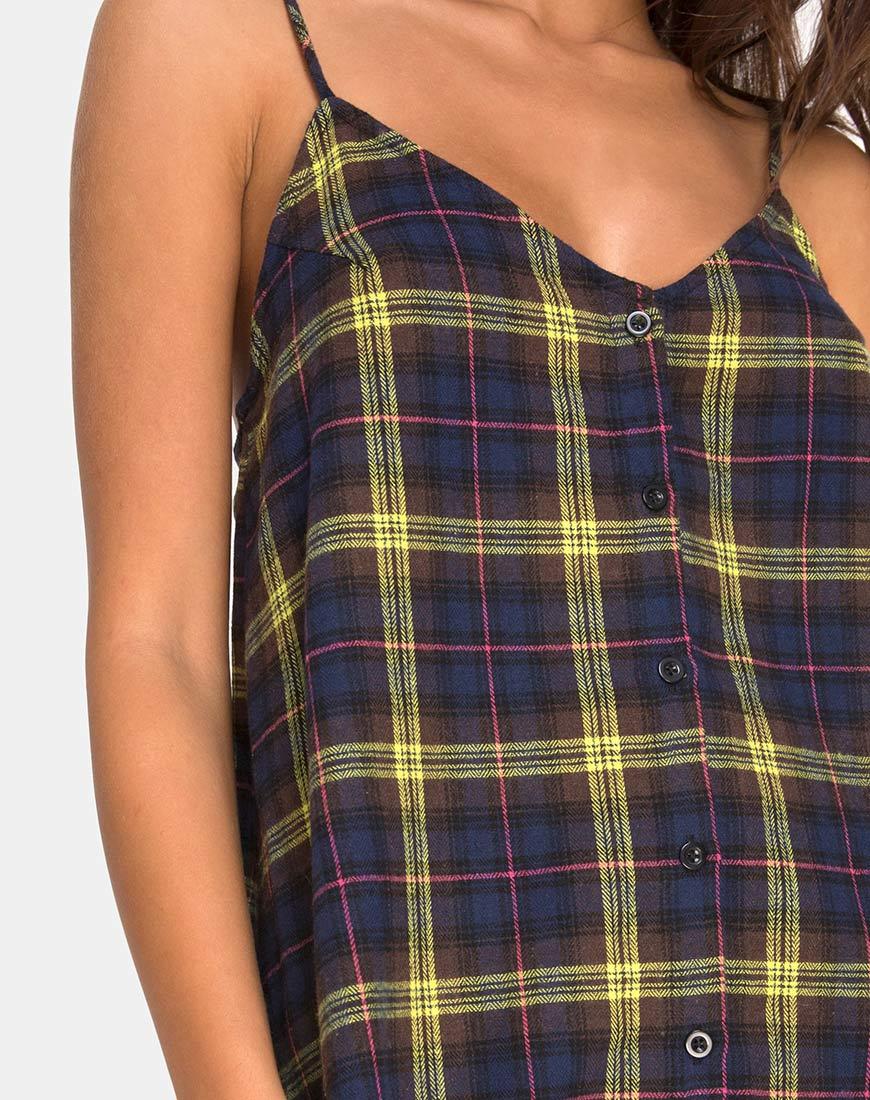 Image of Sanna Slip Dress in Karo Braun Gelb