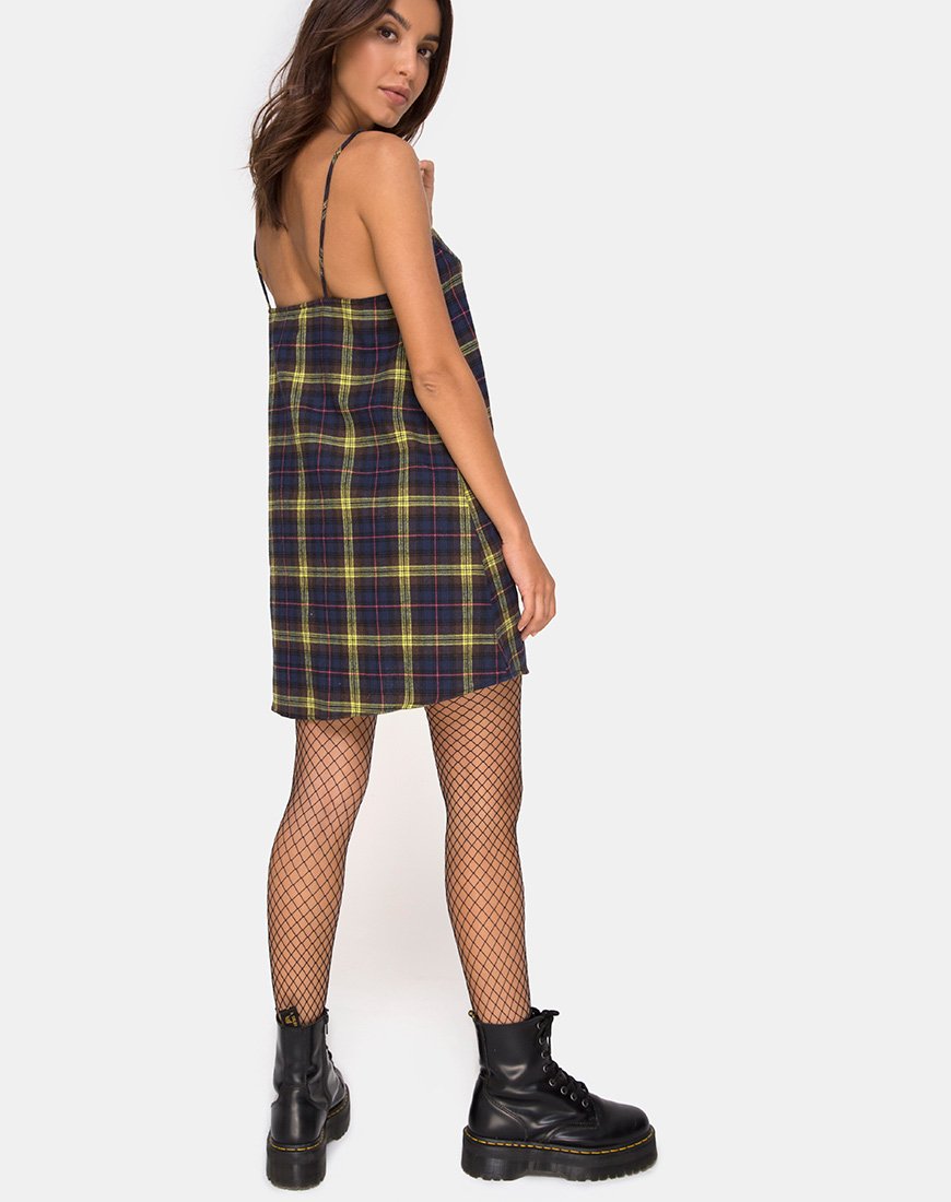 Image of Sanna Slip Dress in Karo Braun Gelb