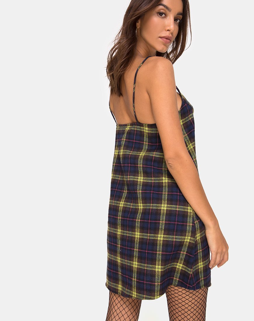 Image of Sanna Slip Dress in Karo Braun Gelb