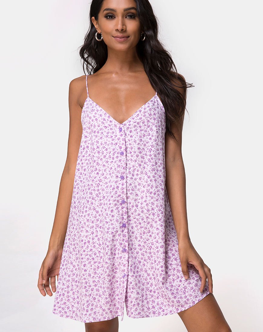 Sanna Slip-Kleid in Ditsy Rose Flieder
