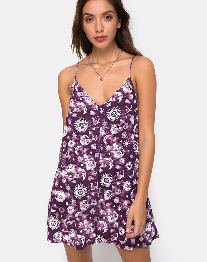 Sanna Slip Dress in Lila Zodiac
