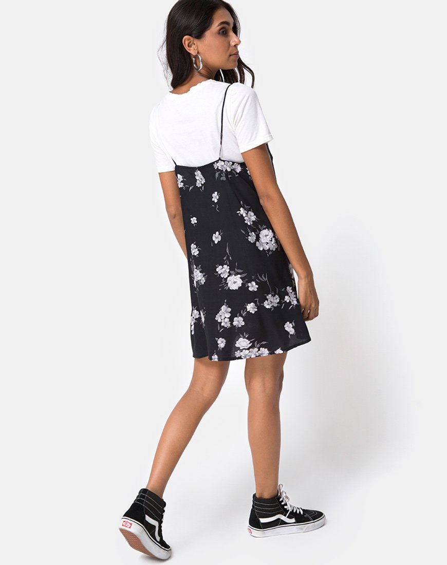 Image of Sanna Slip Dress in Mono Flower Schwarz