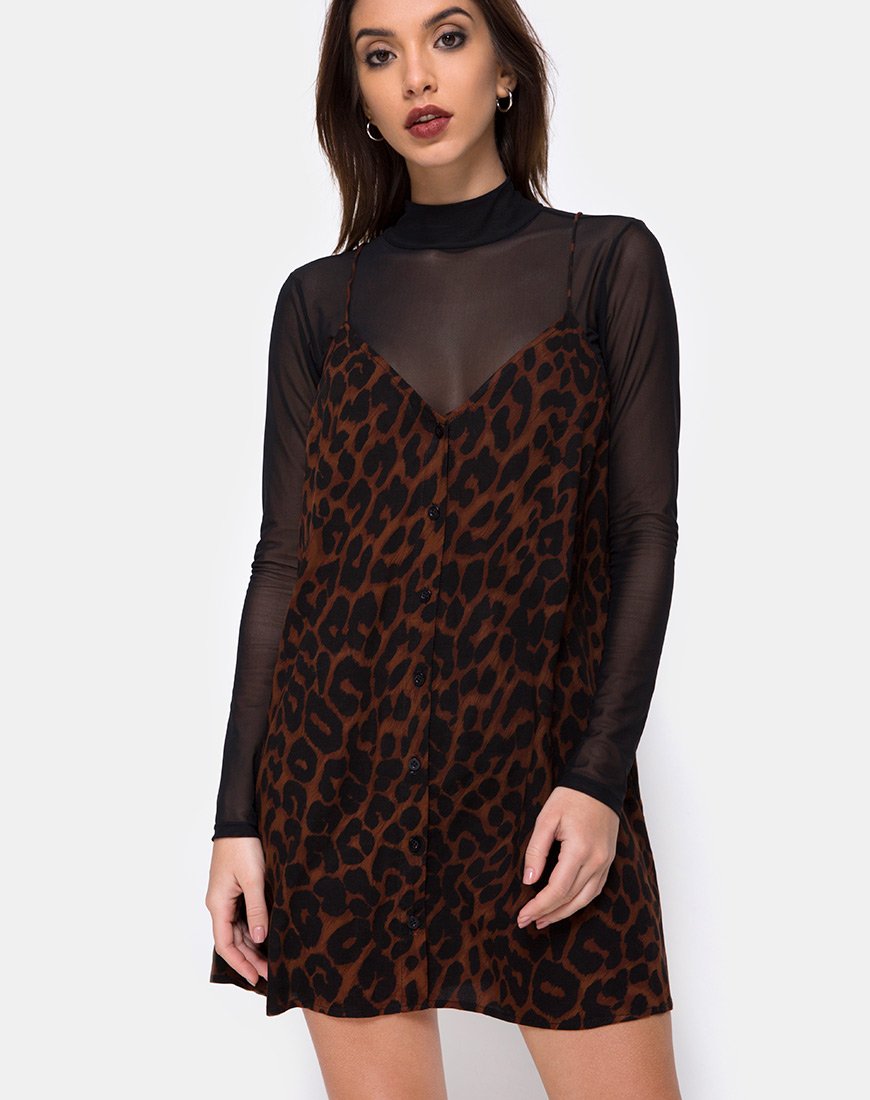 Sanna Slip Dress in Übergröße Jaguar Braun