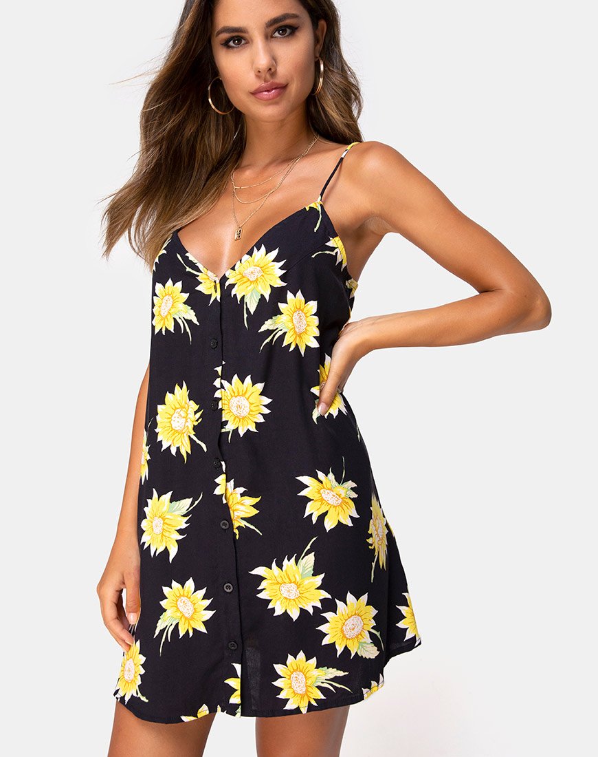 Sanna Slip Dress in Sunny Days Schwarz