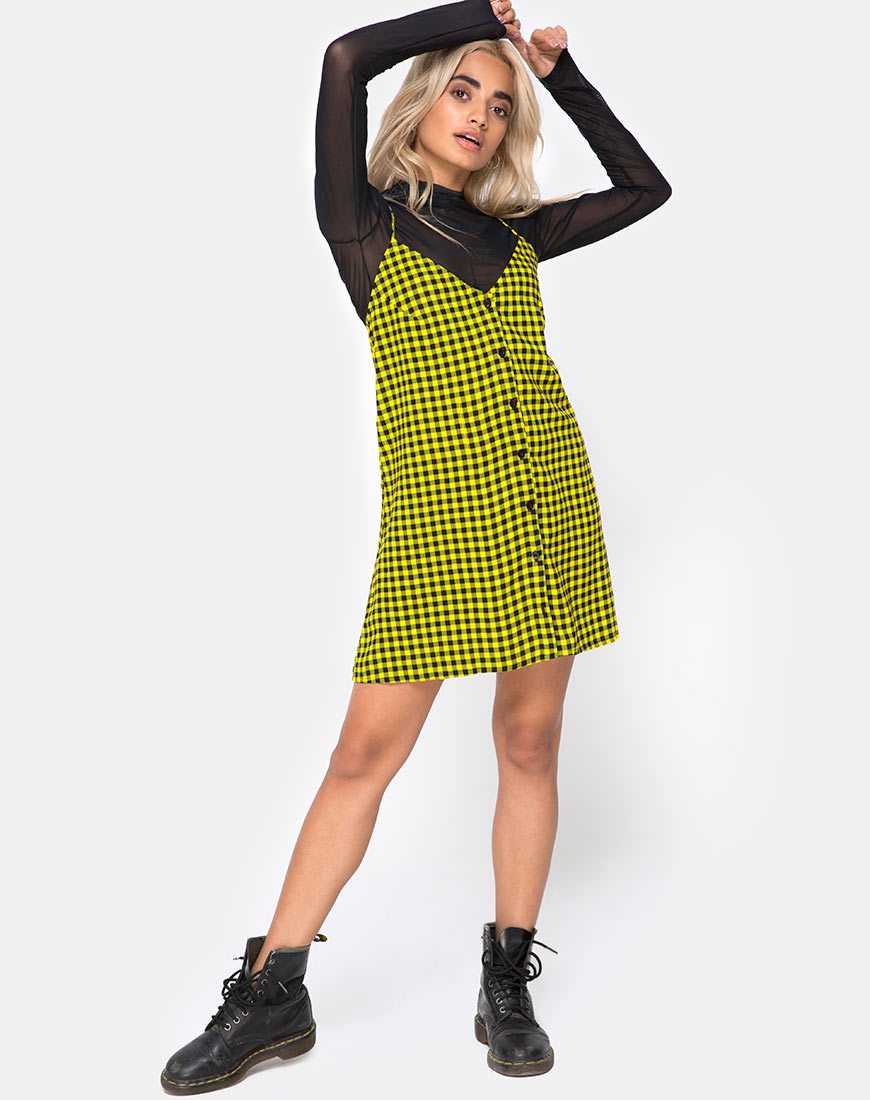 Image of Sanna Slip Dress in Medium Gingham Gelb