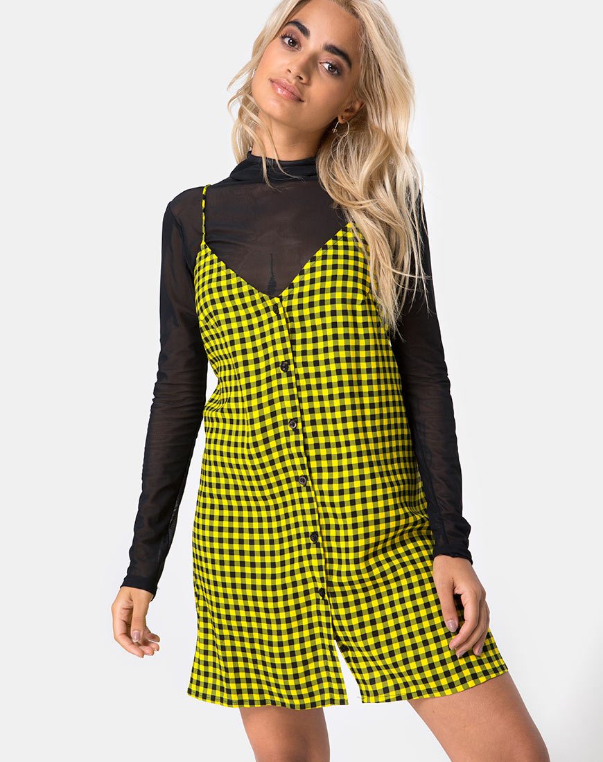 Sanna Slip Dress in Medium Gingham Gelb