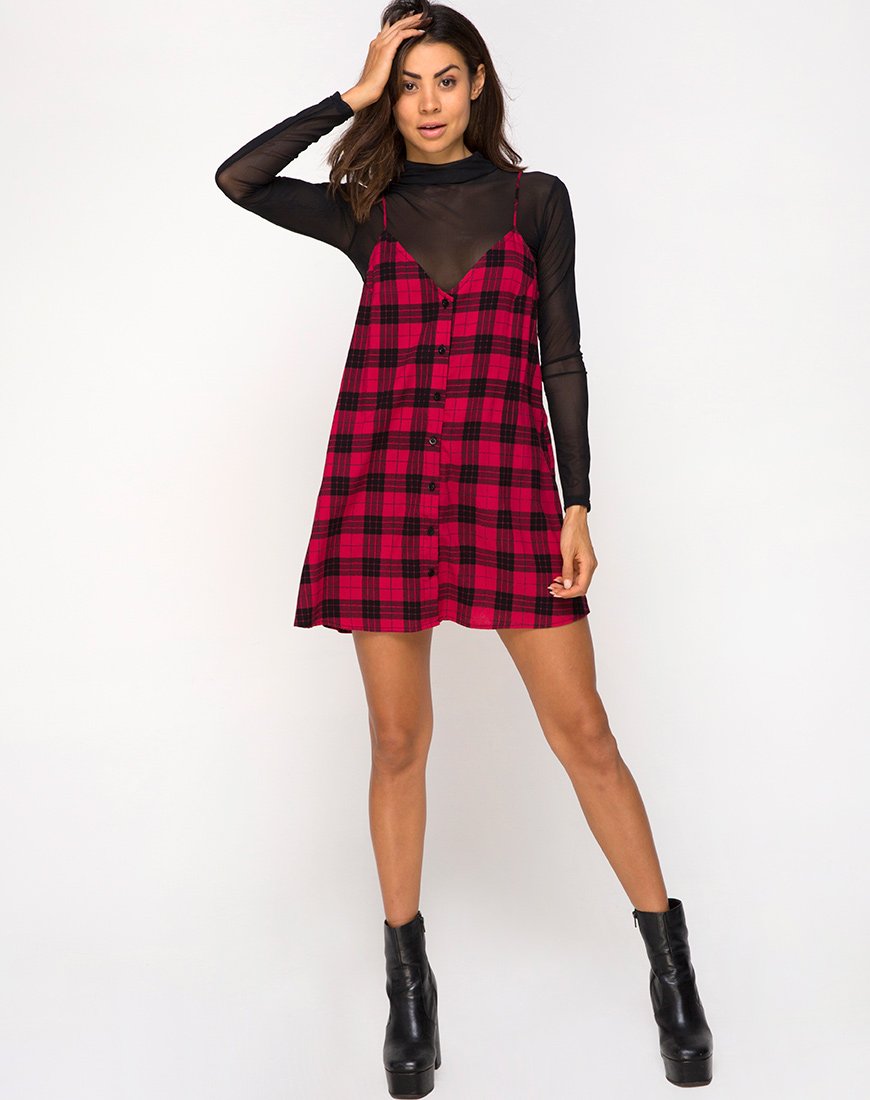 Image of Sanna Kleid in Winterkariert Rot und Schwarz