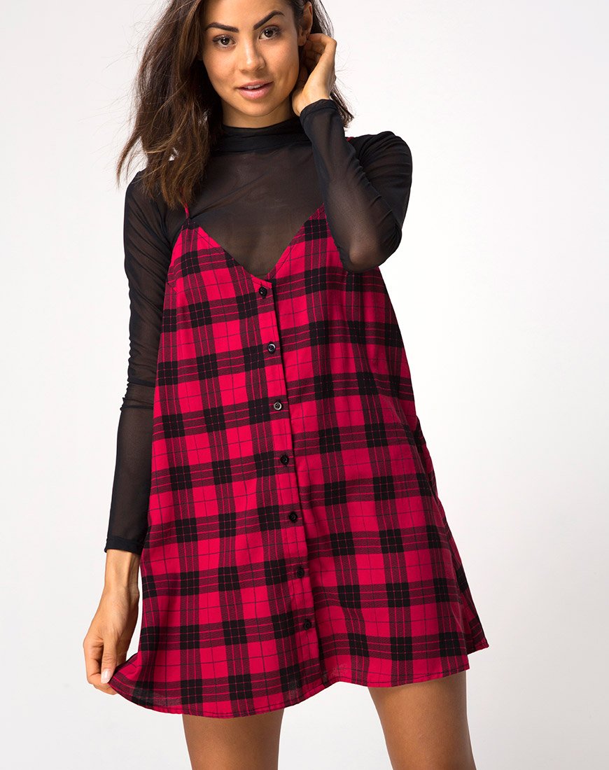Sanna Kleid in Winterkariert Rot und Schwarz