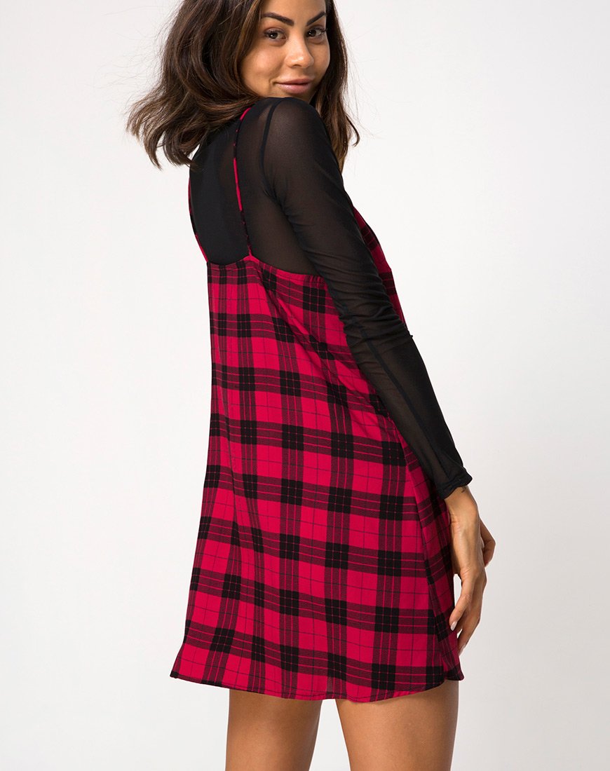 Sanna Kleid in Winterkariert Rot und Schwarz