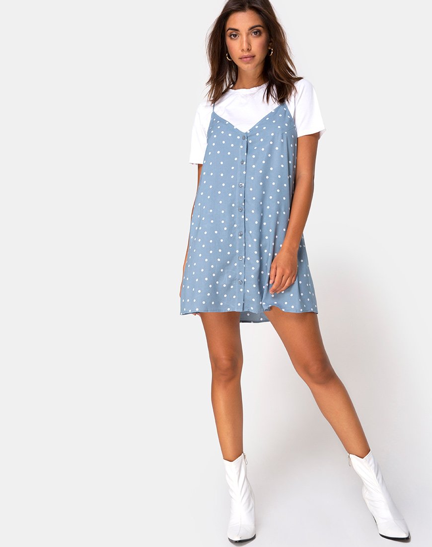 Image of Sanna Slip Dress in Skater Polka Blau