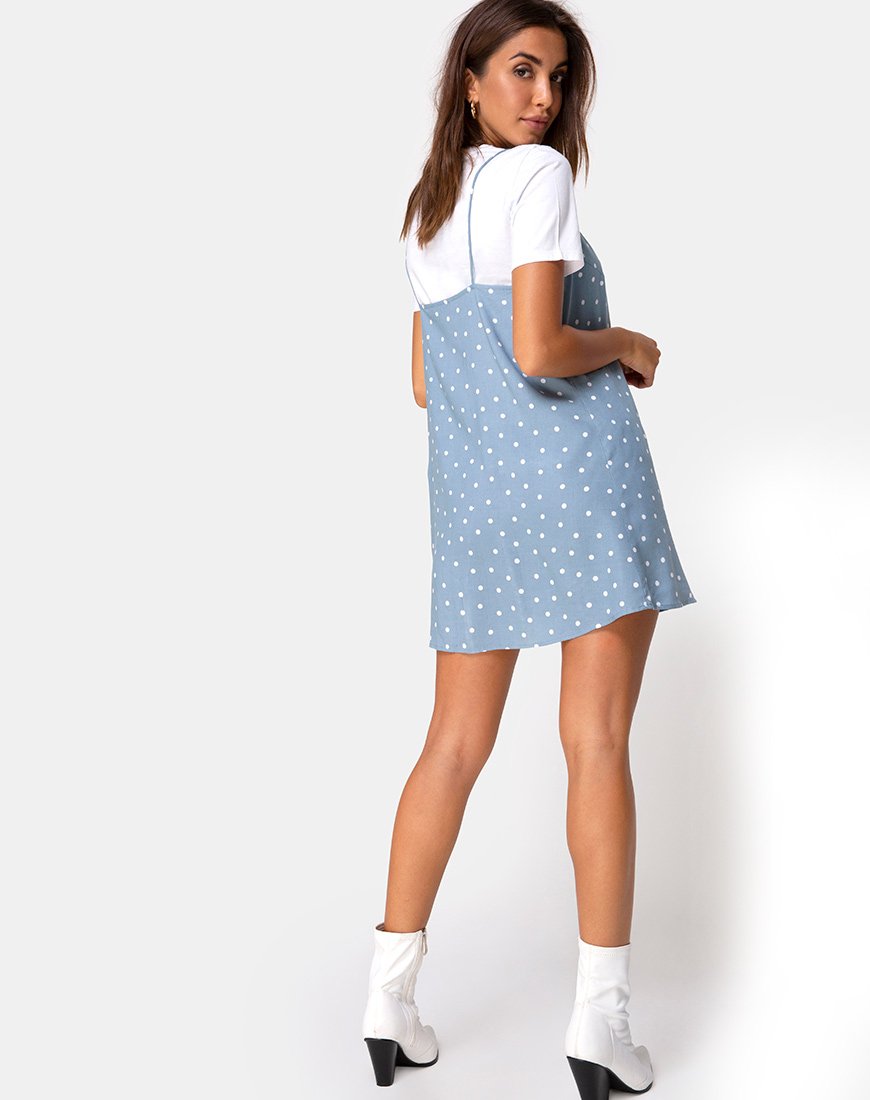 Image of Sanna Slip Dress in Skater Polka Blau