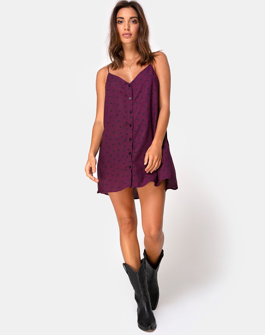 Image of Sanna Slip Dress in Skater Polka Wein