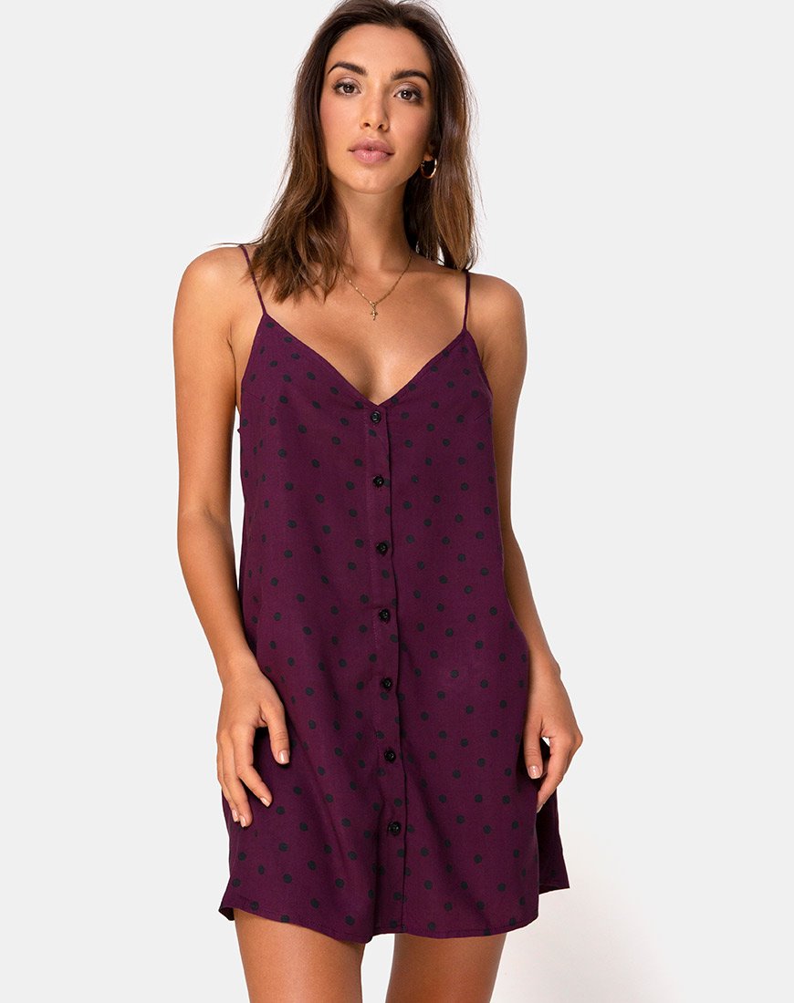 Sanna Slip Dress in Skater Polka Wein