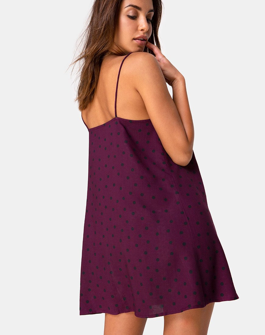 Sanna Slip Dress in Skater Polka Wein