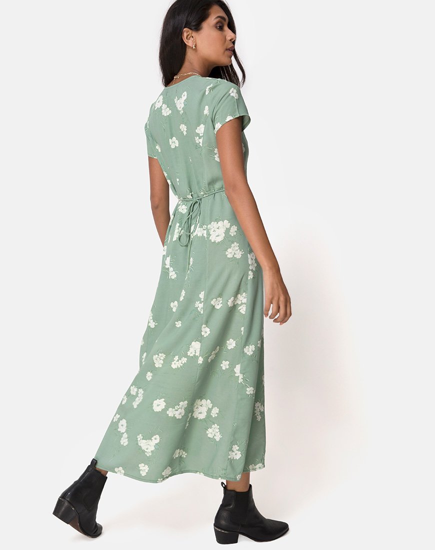 Image of Sanrin Maxikleid in Mono Flower Grün