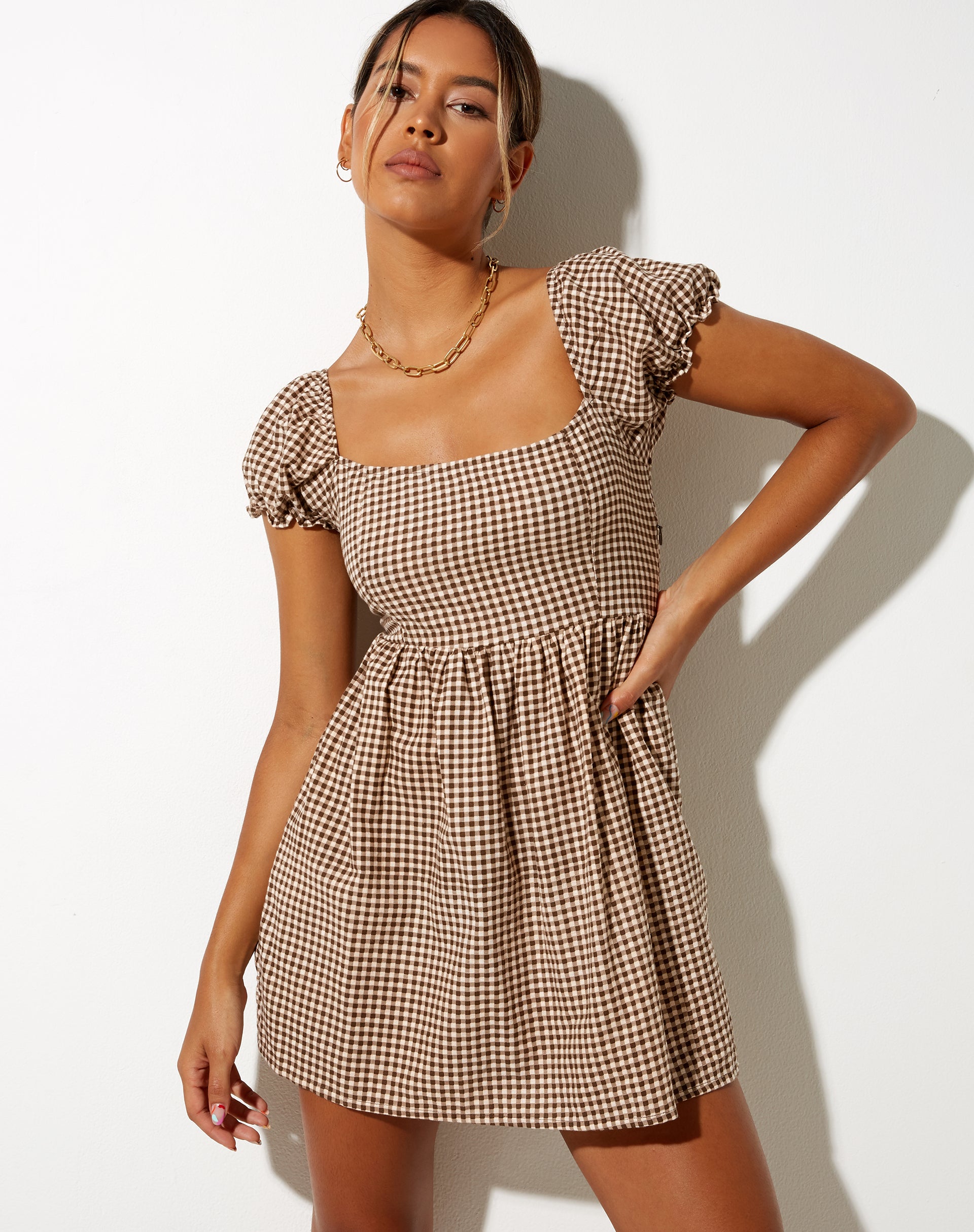 Image of Saunder Skaterkleid in Mini Gingham