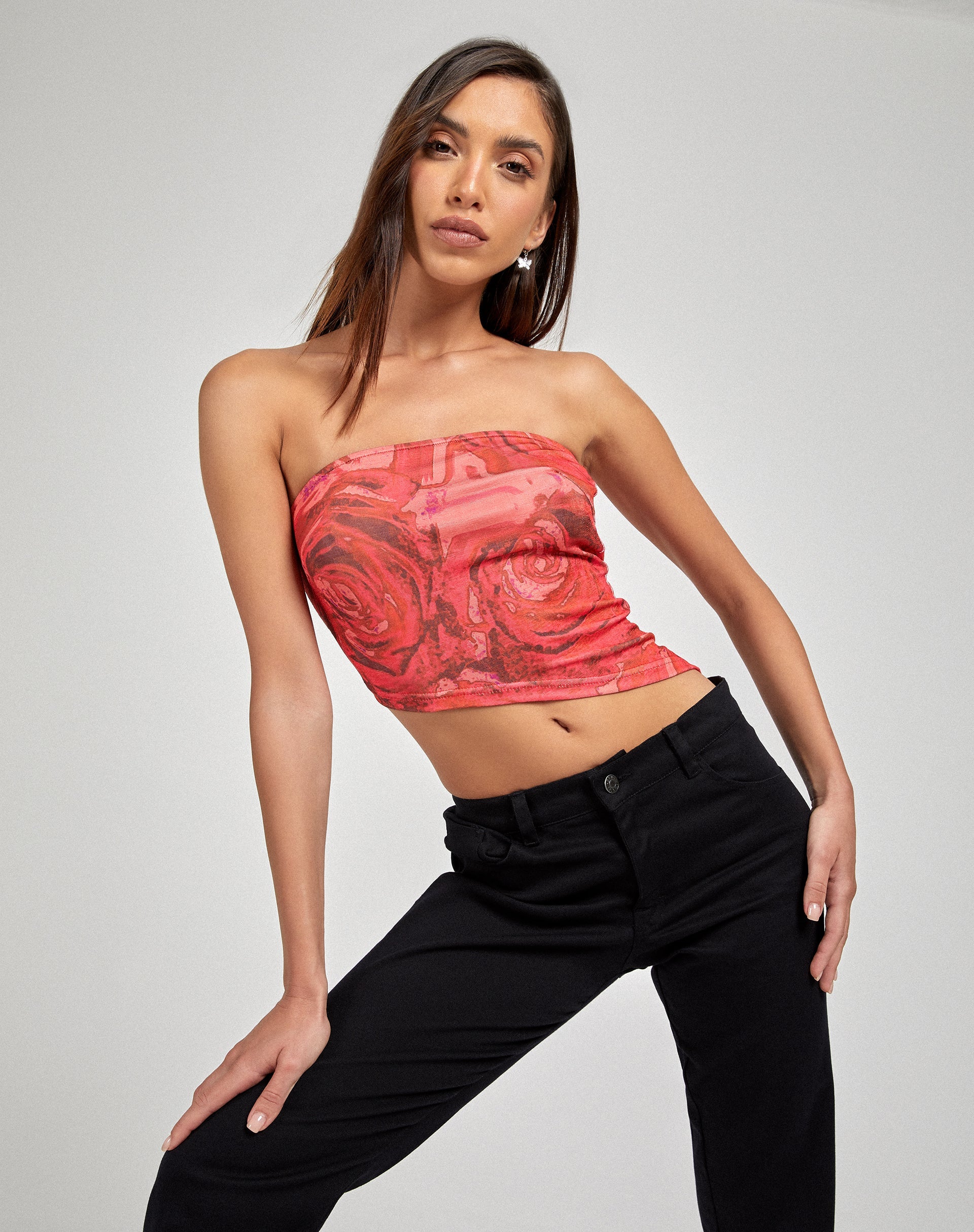 Sayunda Bandeau-Top in Rosenblütenrot