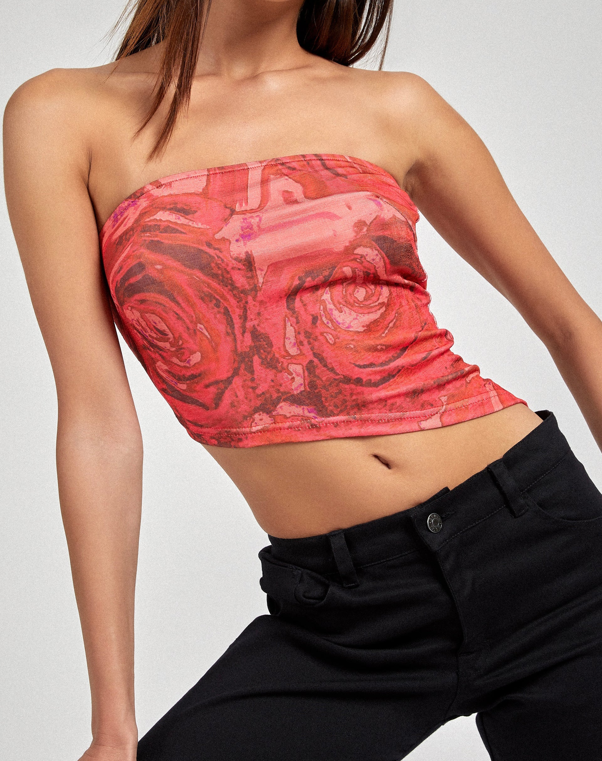 Sayunda Bandeau-Top in Rosenblütenrot