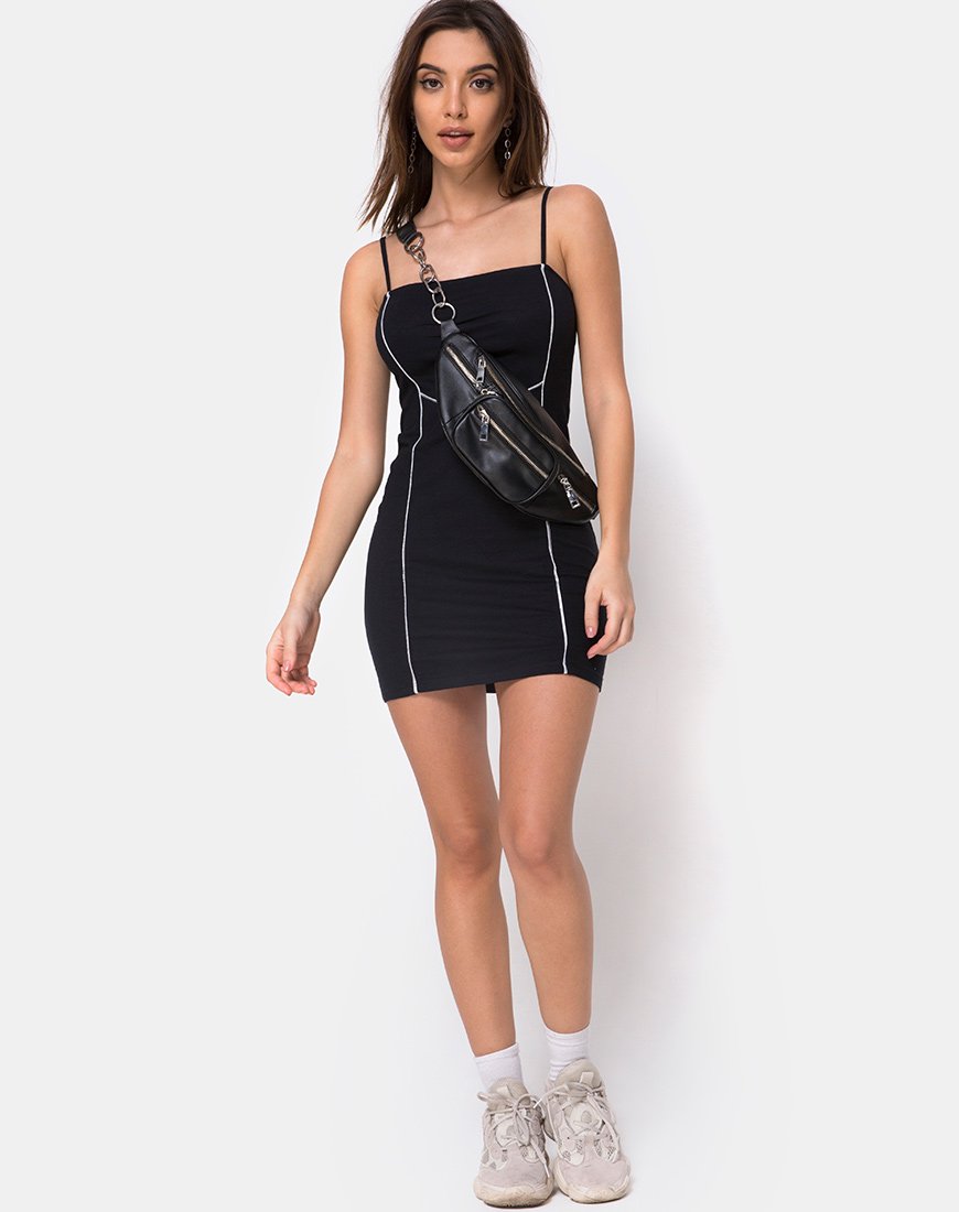 Image of Scosh Bodycon Kleid in Schwarz mit Paspelierung Linie