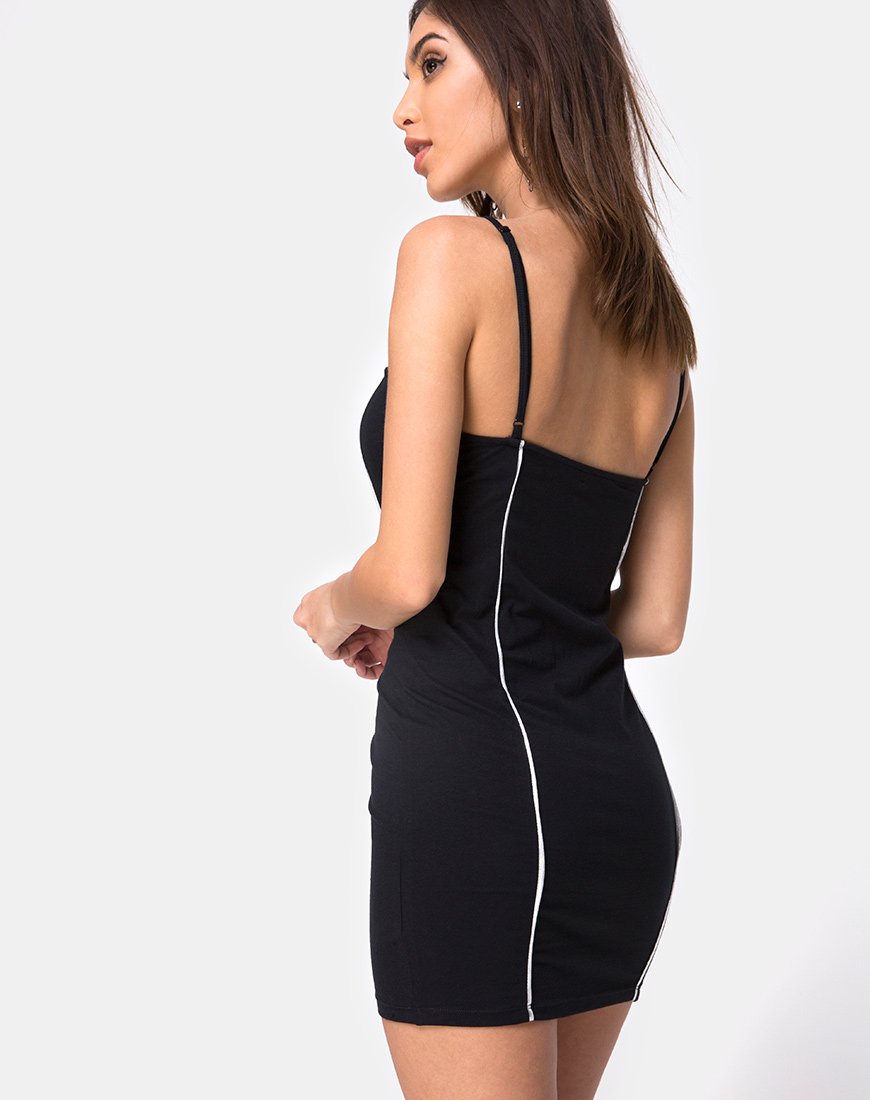 Scosh Bodycon Kleid in Schwarz mit Paspellinie
