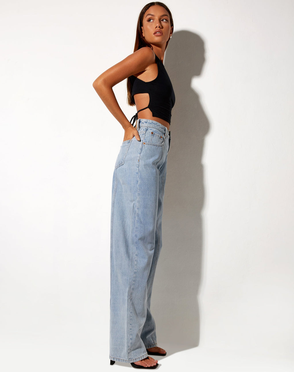 Nahtparallele Jeans in hellblauer Waschung