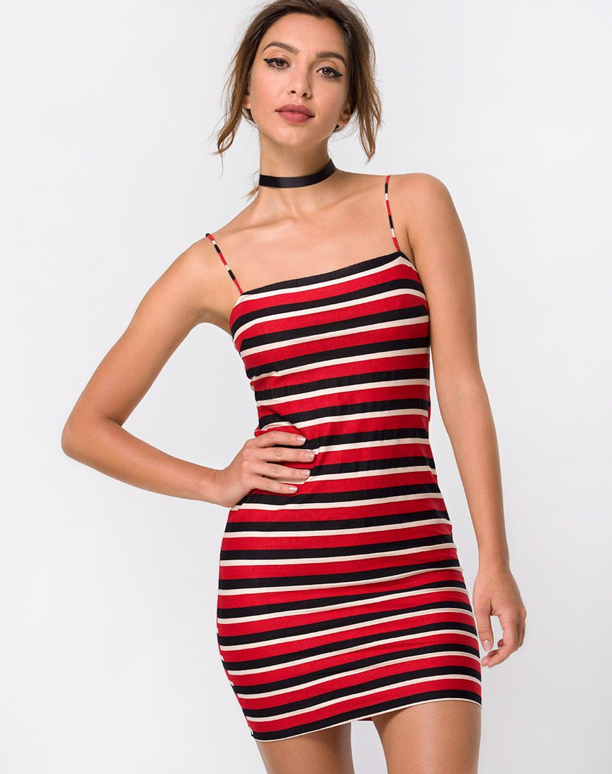 Selah Bodycon Kleid in Sunset Stripe Horizontal