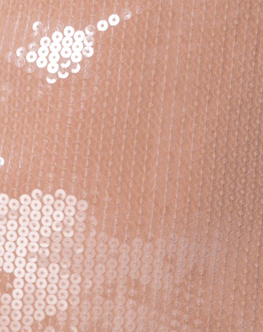 Image of Selah Bodycon Kleid in Camel mit durchsichtigen Pailletten