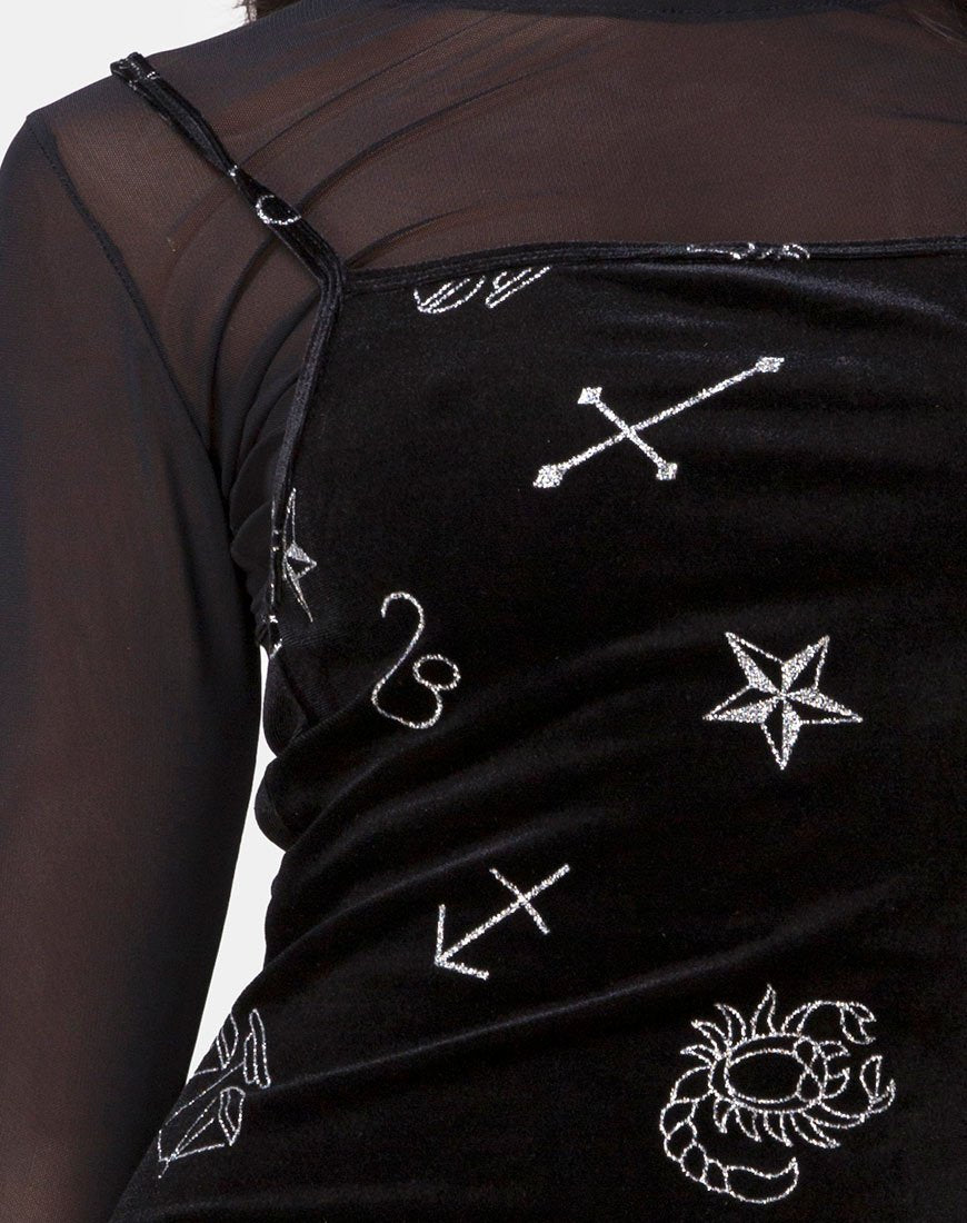 Image of Selah Kleid aus schwarzem Samt Medium Astro Glitter