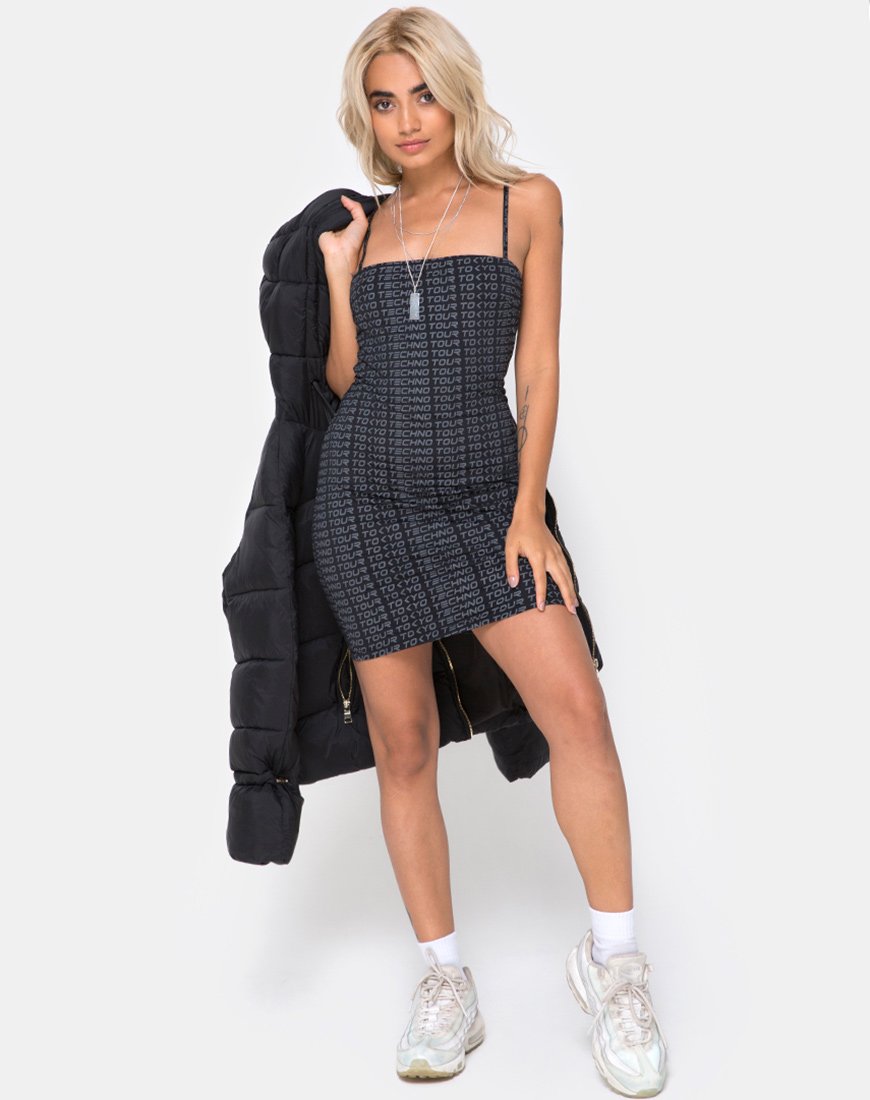 Image of Selah Bodycon Kleid in Tokyo Techno Tour Schwarz