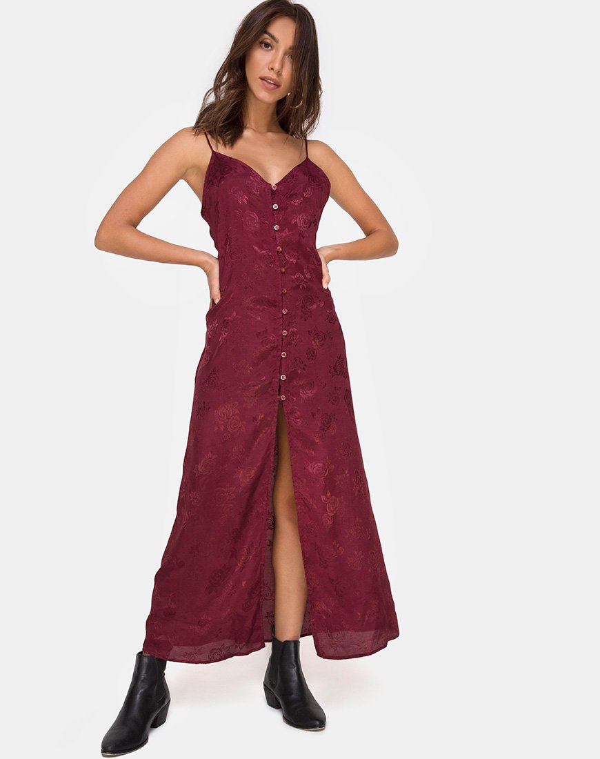 Bild von Senia Kleid in Satin Rose Burgundy