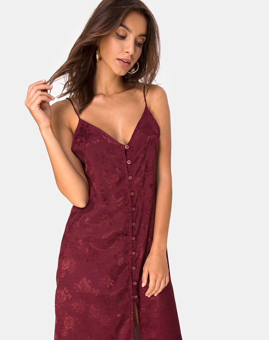 Bild von Senia Kleid in Satin Rose Burgundy