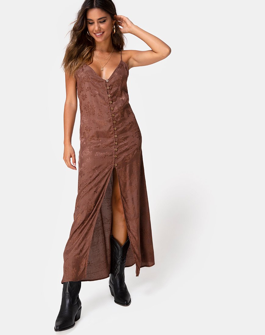 Image of Senia Kleid in Satin Rose Schokolade