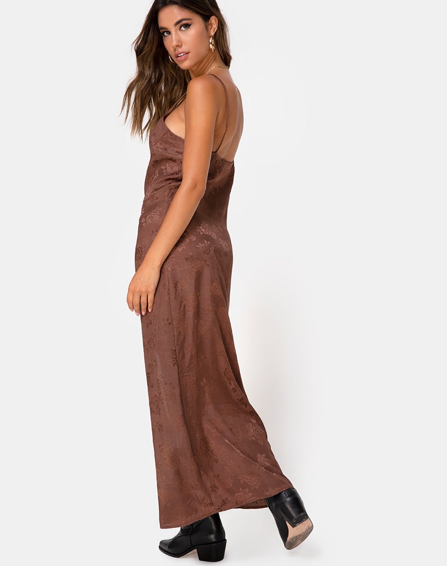 Image of Senia Kleid in Satin Rose Schokolade