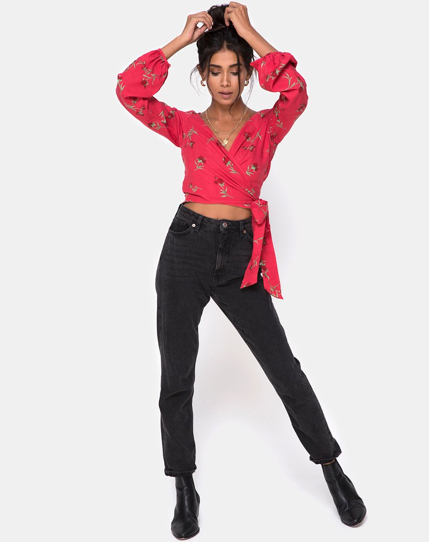 Bild von Sepra Wrap Top in Rouge Rose Pink