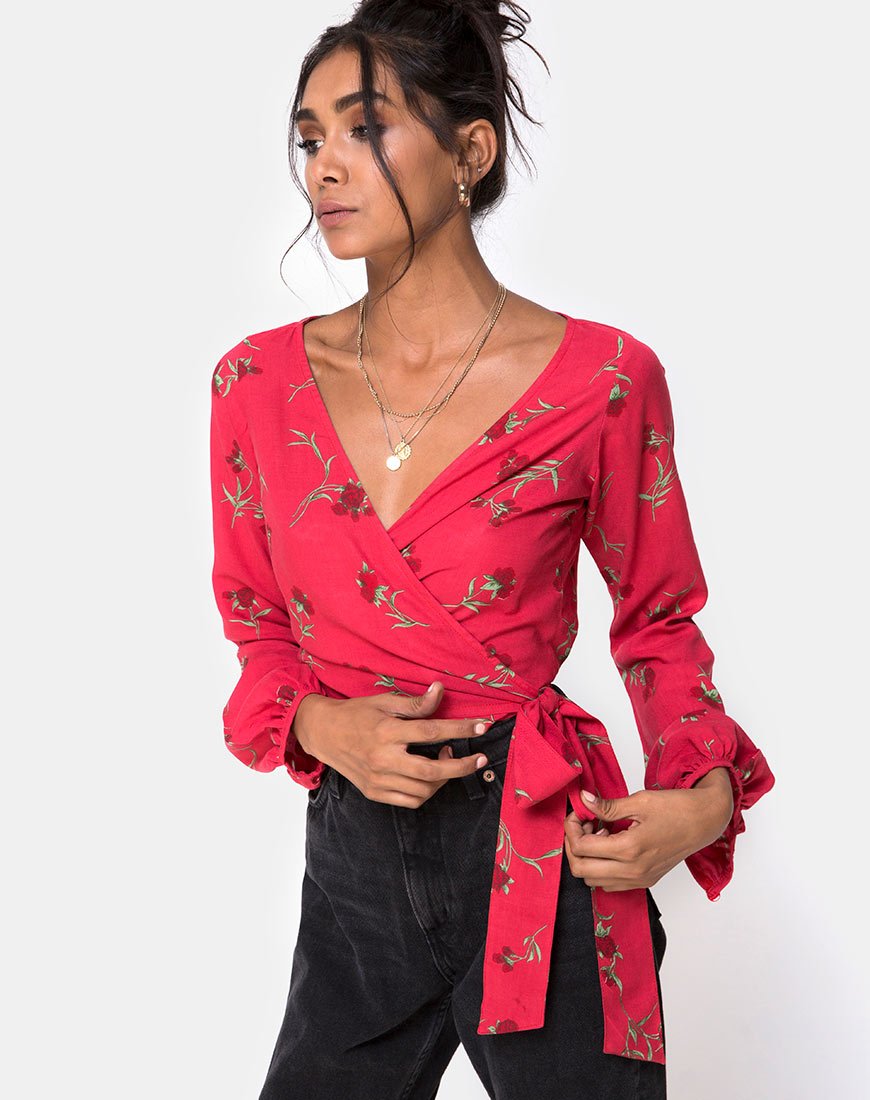 Bild von Sepra Wrap Top in Rouge Rose Pink