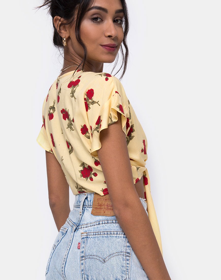 Bild von Shae Crop Top in Falling Rose Gelb