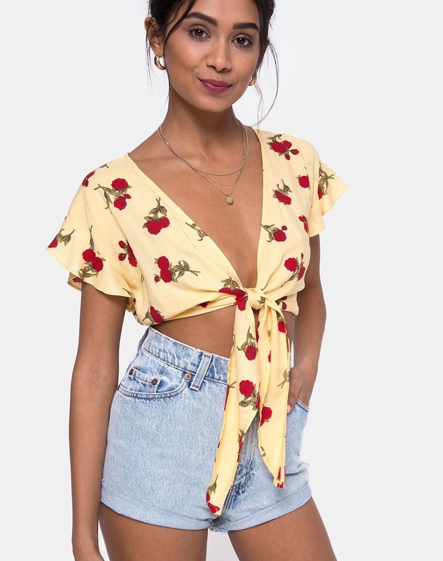 Bild von Shae Crop Top in Falling Rose Gelb