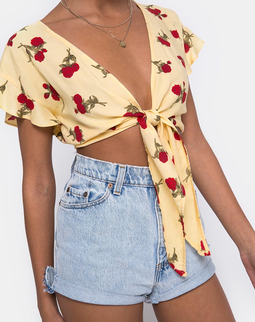 Bild von Shae Crop Top in Falling Rose Gelb