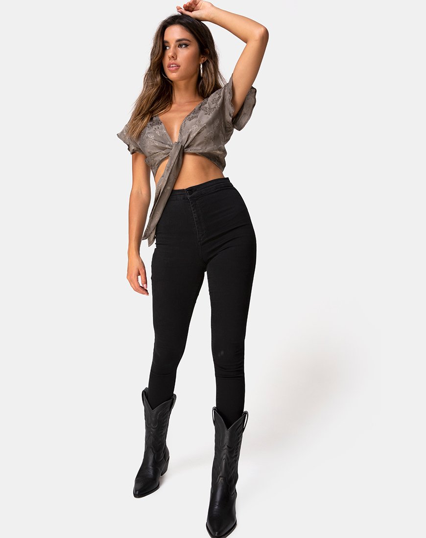 Bild von Shae Crop Top aus Satin Rose Silber Grau