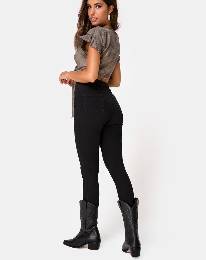 Bild von Shae Crop Top aus Satin Rose Silber Grau