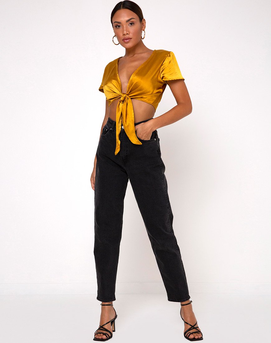 Bild von Shaera Crop Top in Satin Kurkuma