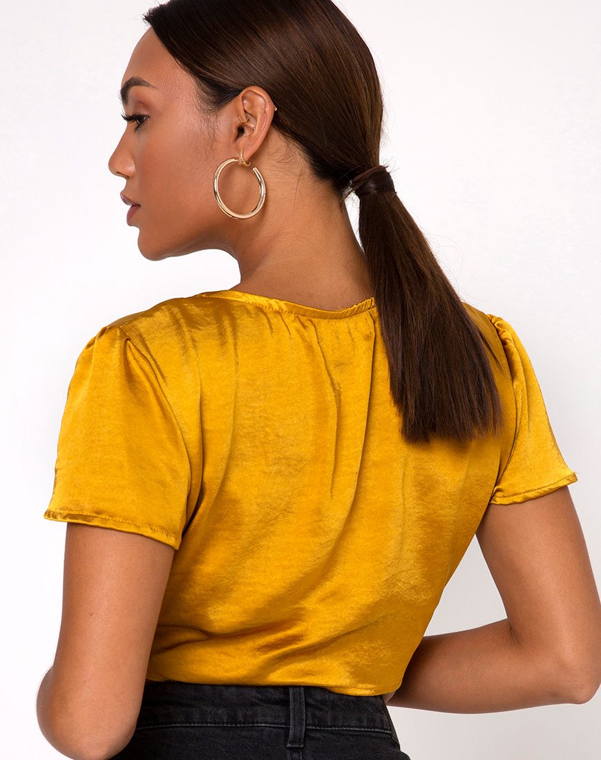 Shaera Crop Top in Satin Kurkuma